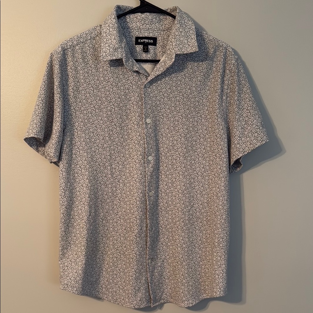 Express Men's Gray Floral Shirt